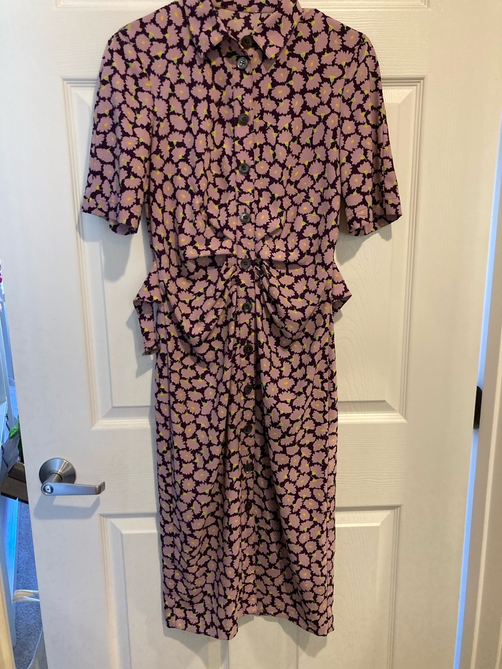 kate spade Lavender Floral Button-Front Jumpsuit with Tie Waist